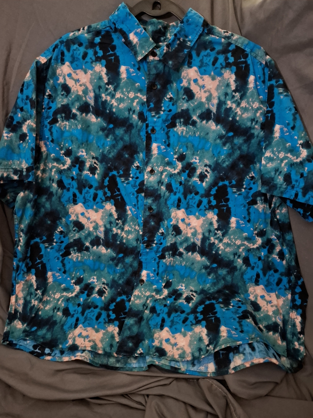 Original Use Men's Casual Button Down Shirt in Turquoise, Black, White